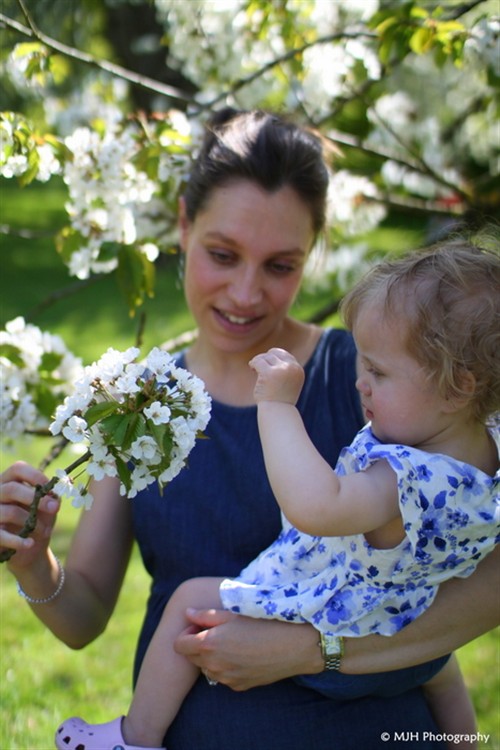 Mother and daughter enjoying spring