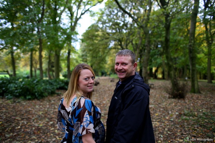 Lovers' stroll in the woods